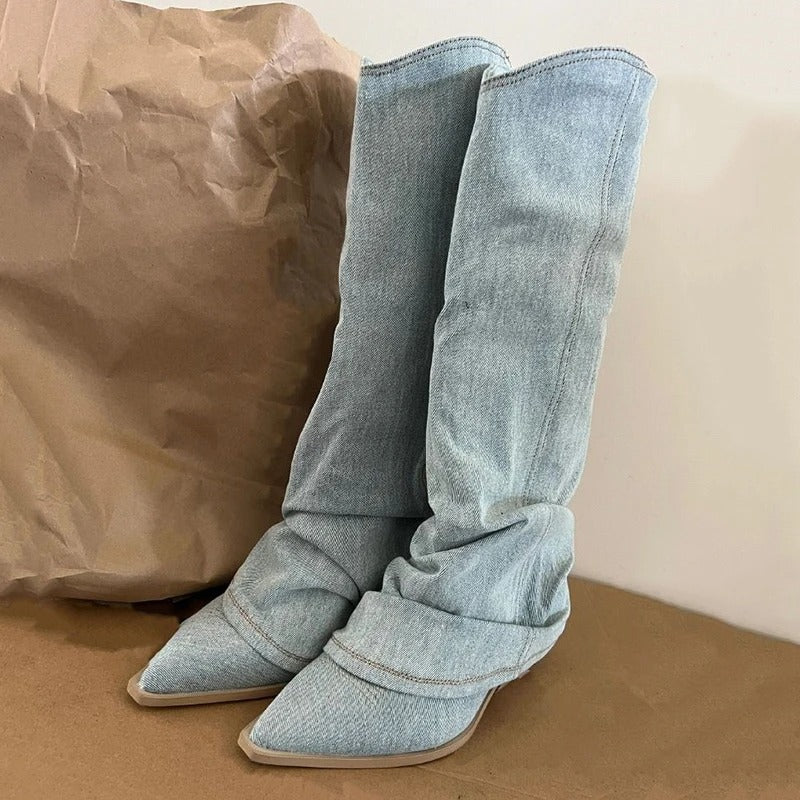 Denim boots women