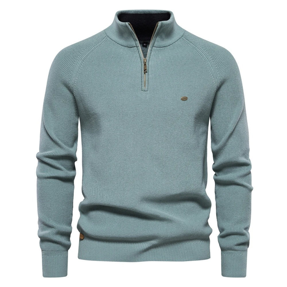 Zip-up sweater men green