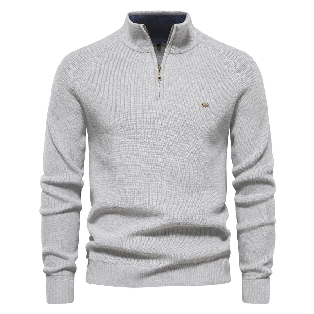 Zip-up sweater men grey