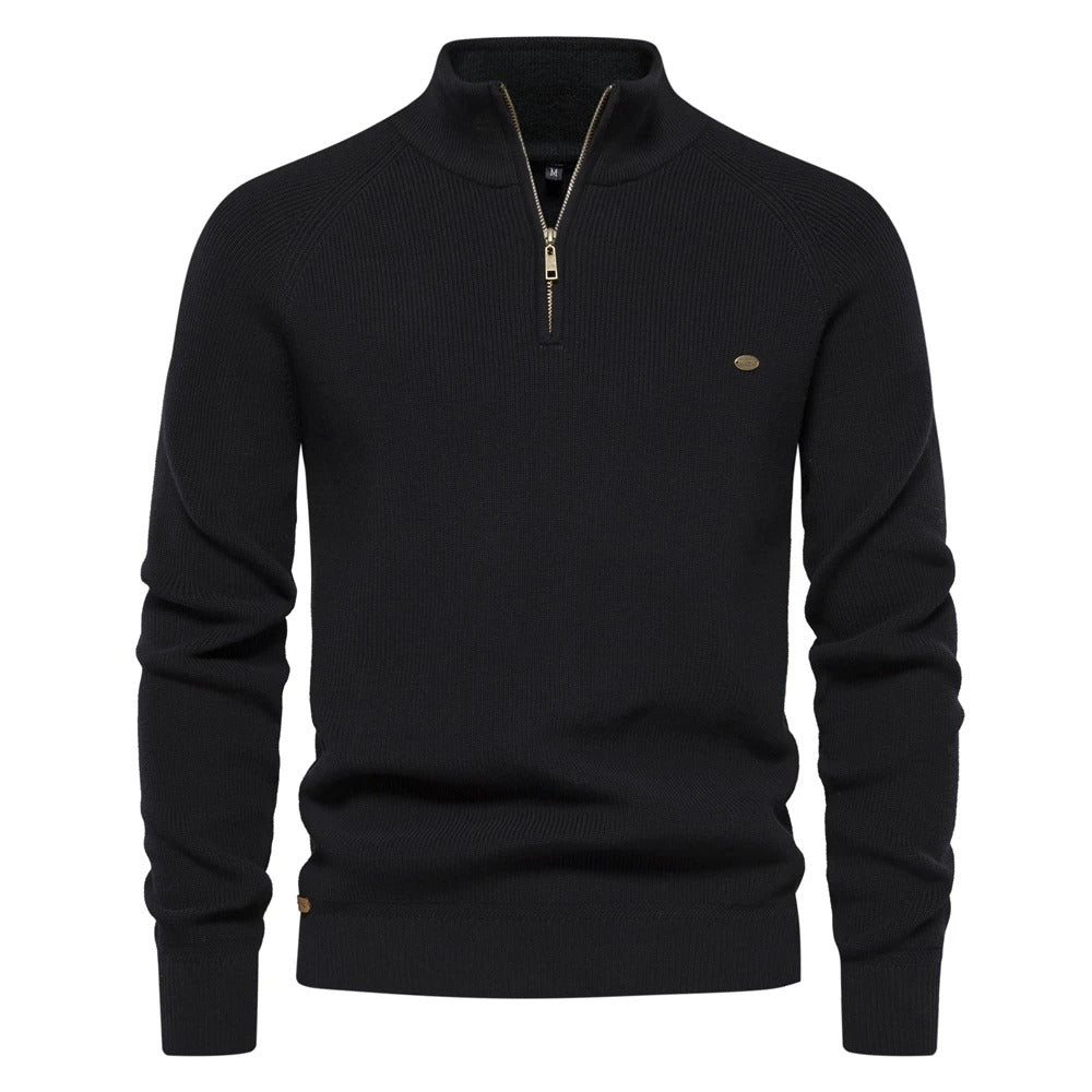 Zip-up sweater men black