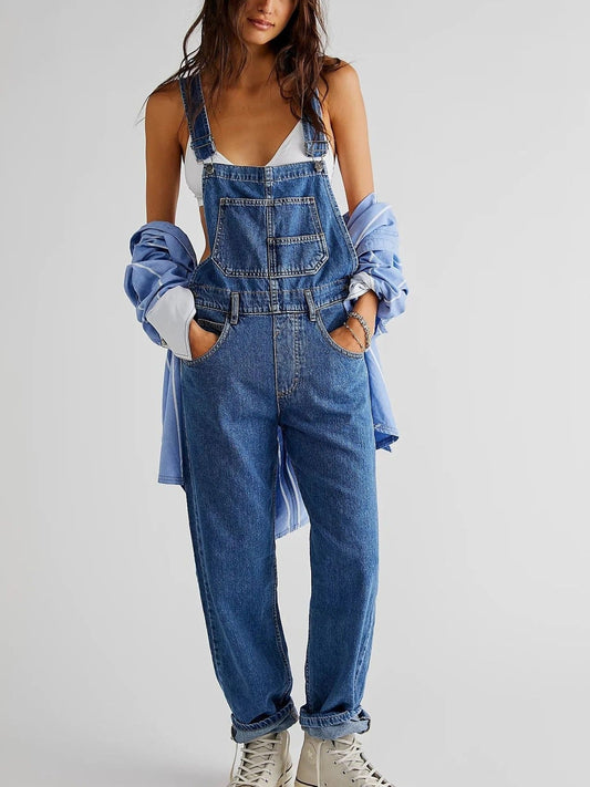 Denim overall women dark blue